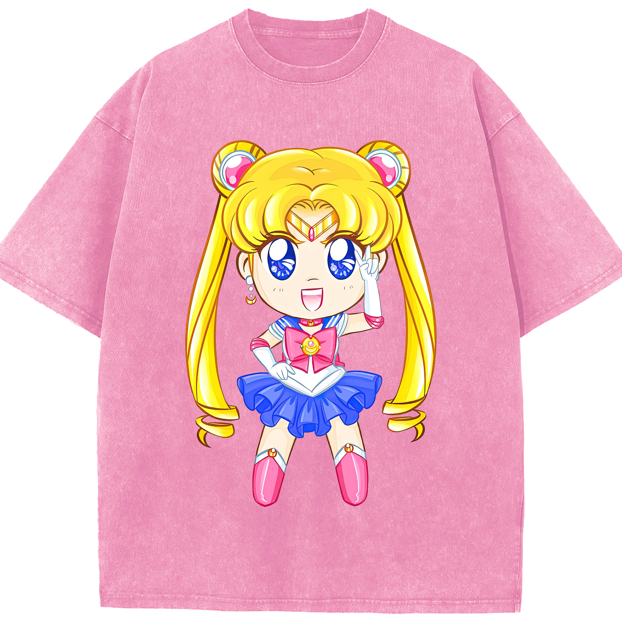 （画像用） 美少女戦士セーラームーン 月野 うさぎ つきの うさぎ Sailor Moon Tsukino Usagi 綿100% ヴィンテージ風 半袖Tシャツ（フロントプリント）